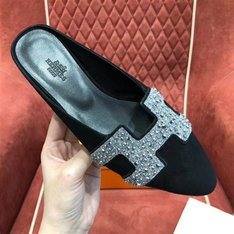 hermes roxane mules|HERMES Suede Goatskin Crystal Roxane Mules 36 Black.